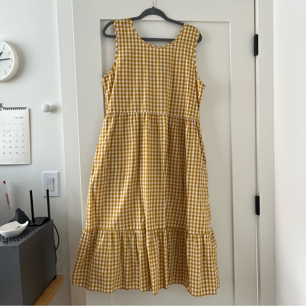 TRADLANDS Yellow Gingham Birdie Dress